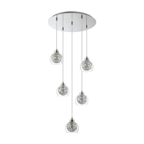 Talia 5 Light G9 Round Pendant Light 45cm - Polished Chrome