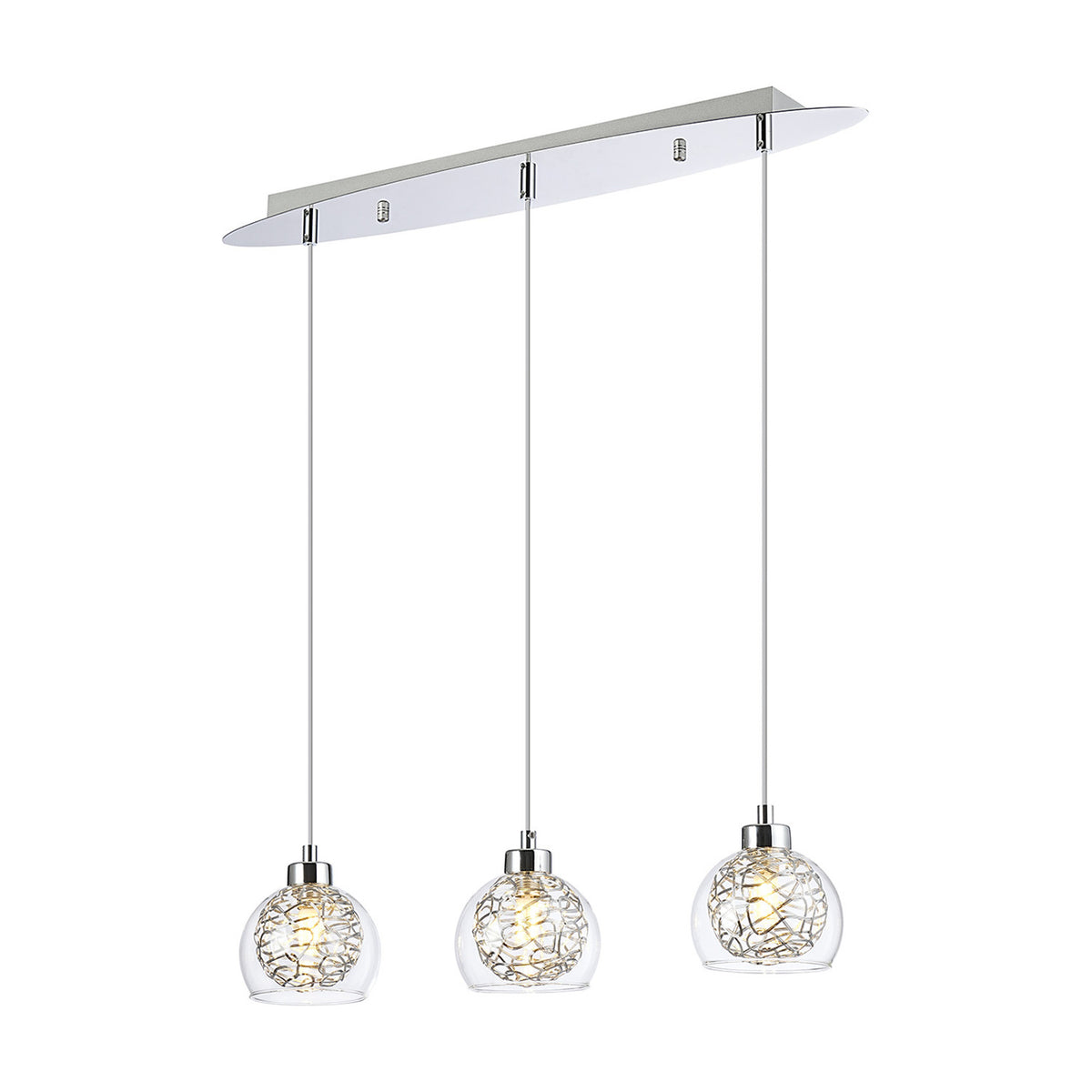 Talia 3 Light G9 Linear Pendant Light 65cm Drop - Polished Chrome