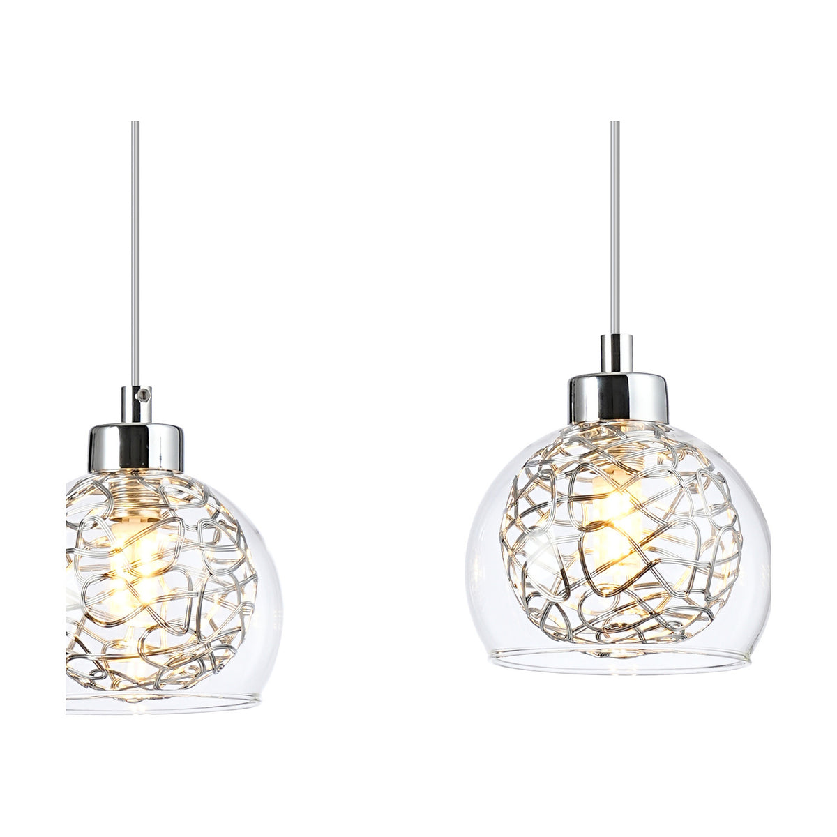 Talia 3 Light G9 Linear Pendant Light 65cm Drop - Polished Chrome