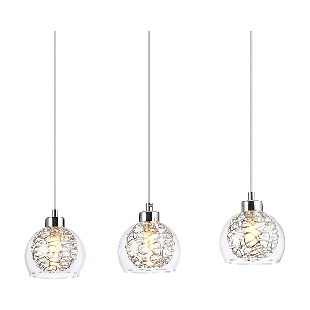 Talia 3 Light G9 Linear Pendant Light 65cm Drop - Polished Chrome