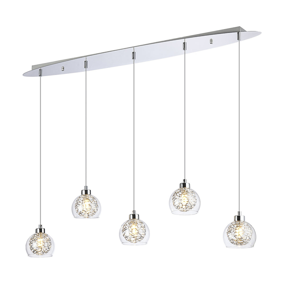 Talia 5 Light G9 Linear Pendant Light 1.1m Drop - Polished Chrome