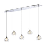 Talia 5 Light G9 Linear Pendant Light 1.1m Drop - Polished Chrome