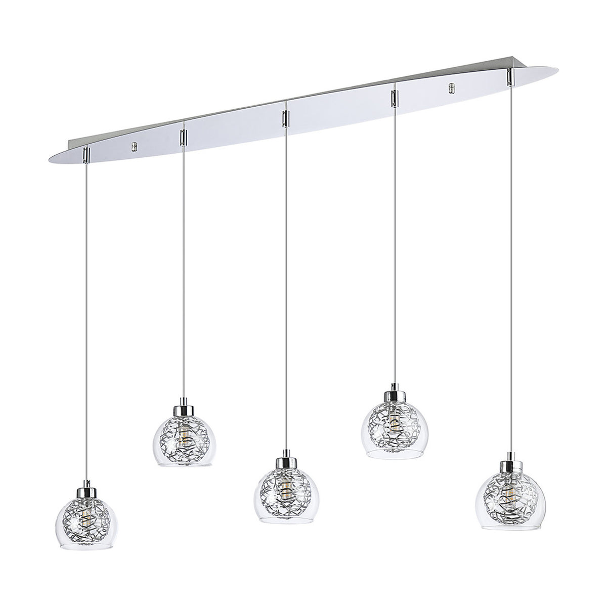 Talia 5 Light G9 Linear Pendant Light 1.1m Drop - Polished Chrome
