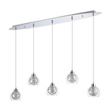 Talia 5 Light G9 Linear Pendant Light 1.1m Drop - Polished Chrome