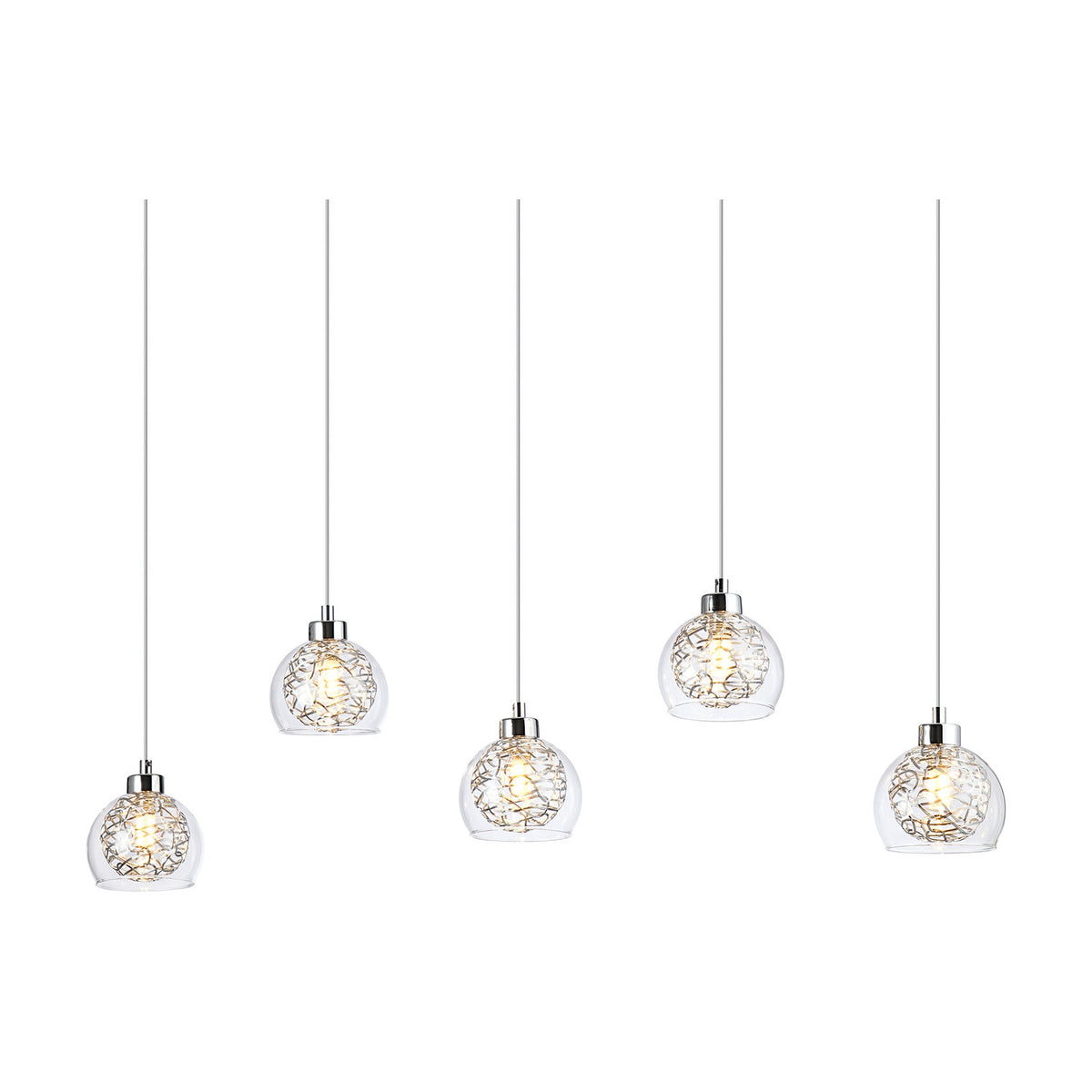 Talia 5 Light G9 Linear Pendant Light 1.1m Drop - Polished Chrome