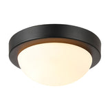 Porter E27 Flush Ceiling Light 21.5cm - Satin Black