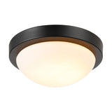 Porter E27 Flush Ceiling Light 25.5cm - Satin Black