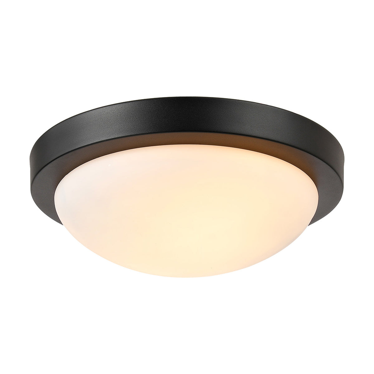 Porter 2 Light E27 Flush Ceiling Light 32cm - Satin Black