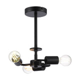 Baymont 3 Light E27 Semi Flush Ceiling Light 25cm - Satin Black