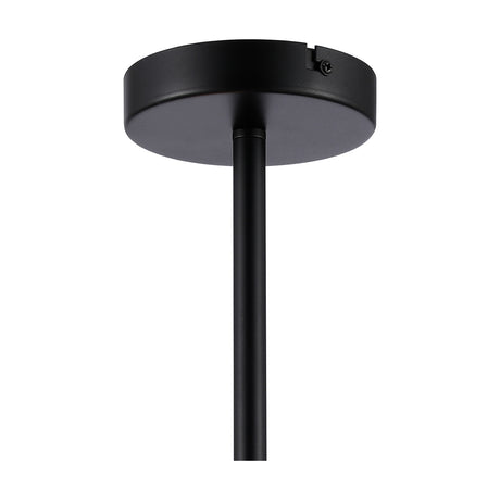 Baymont 3 Light E27 semi flush ceiling light in satin black, showing the round ceiling plate and central rod against a plain white background.