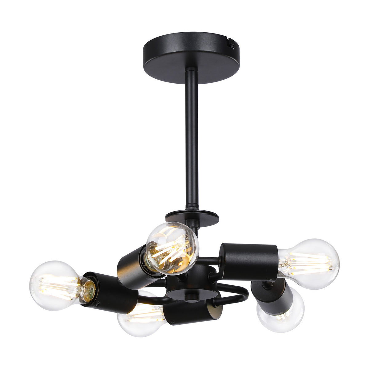 Baymont 5 Light E27 Semi Flush Ceiling Light 28cm - Satin Black
