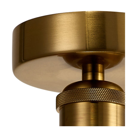 Close-up of the Dreifa E27 Ceiling Light 10cm in gilt bronze, showing the round flush mount, knurled detailing, and E27 lampholder against a white background.