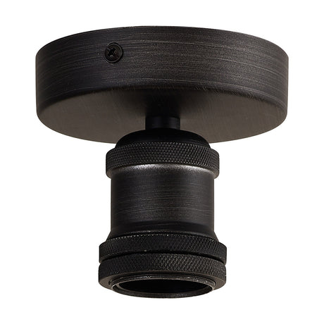 Dreifa E27 Ceiling Light 10cm in pewter, a round flush mount with a knurled E27 lamp holder, shown against a plain white background.
