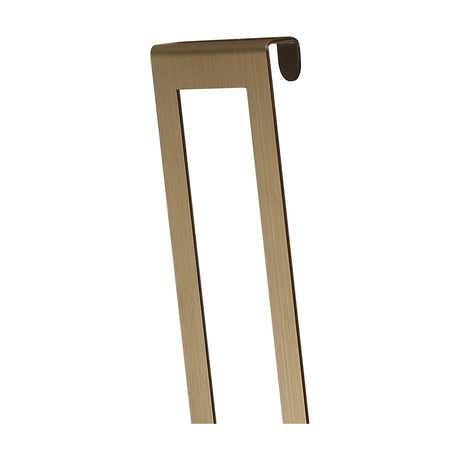 Sigma Shade Clip 22cm High in antique brass, a slim rectangular steel lamp shade clip with a curved top hook, shown against a plain white background.
