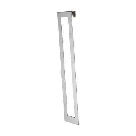 Sigma Shade Clip 22cm High in chrome, a slim rectangular steel trim with an open centre and curved top hook, shown at an angle on a plain white background.