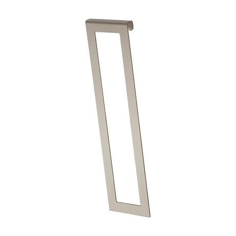 Sigma Shade Clip 22cm High in satin nickel, a slim elongated steel frame with a slight taper and top hook, shown on a plain white background.