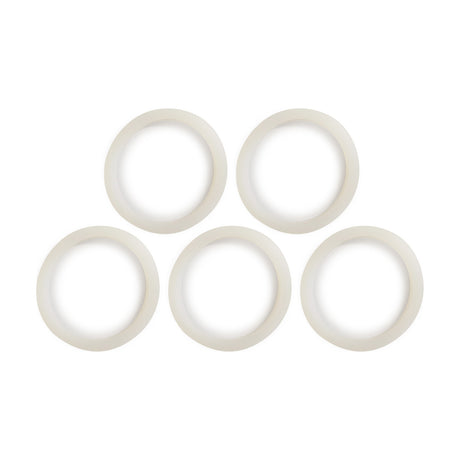 Five white rubber ring washers, 42mm wide with a 5mm profile, arranged in two rows on a plain white background, pack of 5.