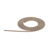 Cavo Braided Twisted Copper Cable, ivory fabric-covered 3-core flex coiled loosely with exposed copper conductor end, shown on a plain white background.