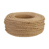 Cavo Braided Twisted Copper Cable, 2 core 0.75mm jute brown fabric flex, shown coiled in a tight roll against a plain white background.
