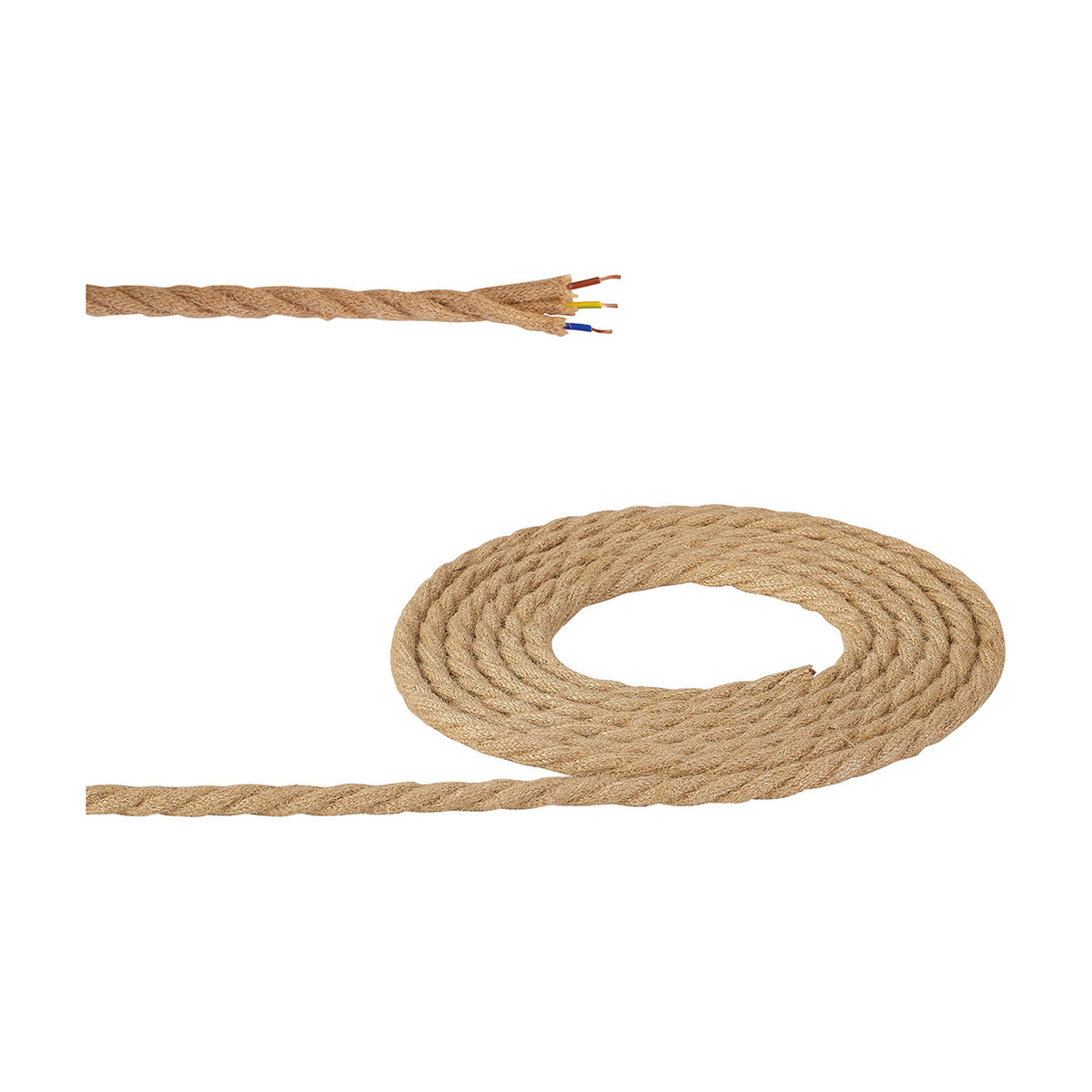 Cavo Braided Twisted Copper Cable 3 Core 0.75mm - Jute Brown
