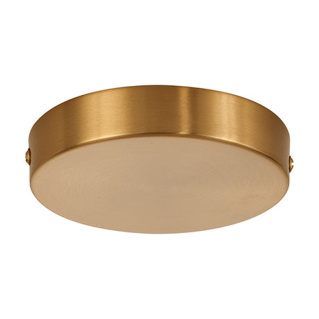 Hayes Round No-Hole Ceiling Rose 12cm in brass, a shallow plain-faced disc with visible fixing screws, shown on a plain white background.