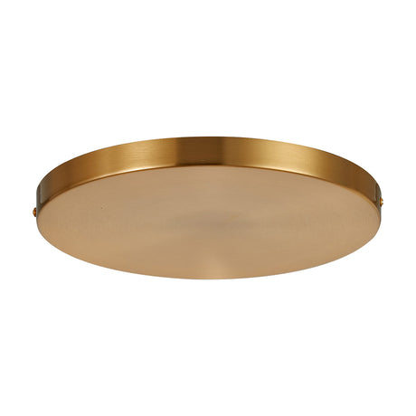 Hayes Round Ceiling Rose 28cm in brass, a shallow round disc-shaped ceiling plate with a brushed brass finish, shown on a plain white background.