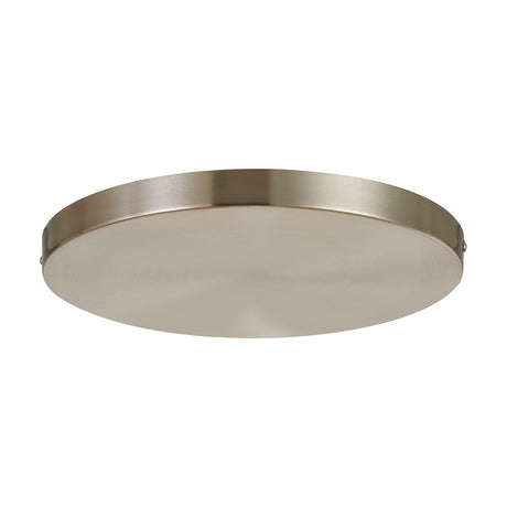 Hayes Round No-Hole Ceiling Rose 28cm in satin nickel, a shallow round disc with a blank face and no cut-outs, shown on a plain white background.
