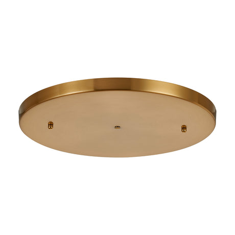 Hayes Round No-Hole Ceiling Rose 40cm in brass, a shallow round disc with beveled edge and unpierced face, shown against a plain white background.