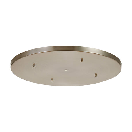 Hayes Round Ceiling Rose 60cm in satin nickel, a large low-profile circular plate with multiple drilled cable holes and central fixing point, shown on a plain white background.