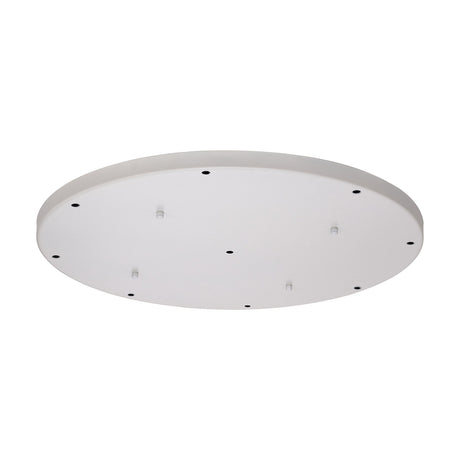 Hayes Round Ceiling Rose 60cm in white, a shallow multi-point plate with nine drilled holes for pendant flexes, shown against a plain background.