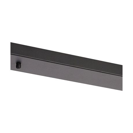 Hayes Linear No-Hole Ceiling Rose in satin black, a slim 90cm blank plate with a solid, hole-free face and small screw fitting, shown on a white background.