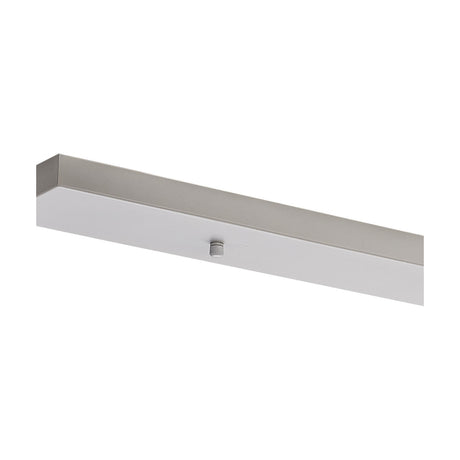 Hayes Linear No-Hole Ceiling Rose, a slim 90cm white bar with a plain unbroken surface and central fixing screw, shown on a plain white background.