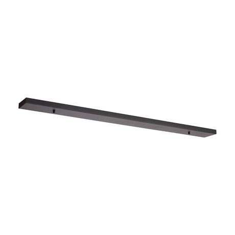Hayes No-Hole Linear Ceiling Plate, a slim 110cm satin black bar with squared ends and a blank face, shown at an angle on a plain white background.