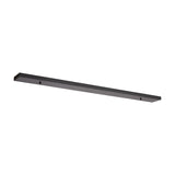 Hayes Linear Ceiling Plate in satin black, a slim 110cm long fitting with five evenly spaced holes for pendant drops, shown on a plain white background.