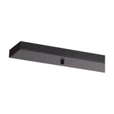 Hayes Linear Ceiling Plate in satin black, a slim rectangular fitting with a visible screw fixing hole, shown against a plain white background.