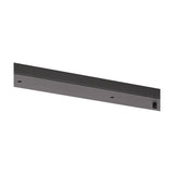 Hayes Linear Ceiling Plate in satin black, a slim 110cm bar with visible mounting holes for pendant flexes, shown on a plain white background.
