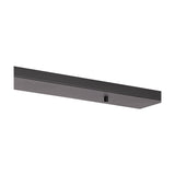Hayes Linear Ceiling Plate in satin black, a slim 110cm long, 10cm wide iron bar with five spaced holes for pendant drops, shown against a plain white background.
