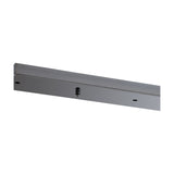 Hayes Linear Ceiling Plate in polished chrome, a slim five-hole bar with a central fixing point, shown at an angle on a plain white background.