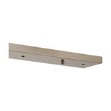 Hayes Linear Ceiling Plate in satin nickel, a slim 110cm bar with a central threaded mount and drilled fixing holes, shown at an angle on a white background.