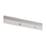 Hayes Linear Ceiling Plate in white, a slim 110cm bar with five evenly spaced holes for pendant drops, shown at an angle against a plain white background.