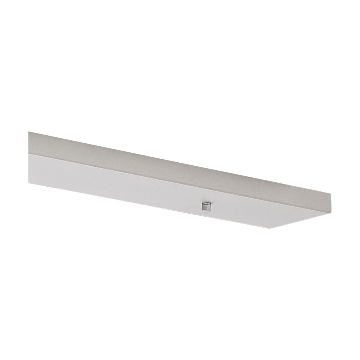 Hayes Linear Ceiling Plate in white, a slim 110cm bar with 5 evenly spaced holes for pendant fittings, shown at an angle against a plain white background.