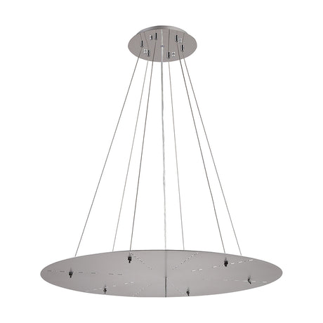 Lowan Suspension Kit, a 74cm diameter polished chrome ceiling plate with multiple support cables converging to a lower circular disc, shown on a plain white background.