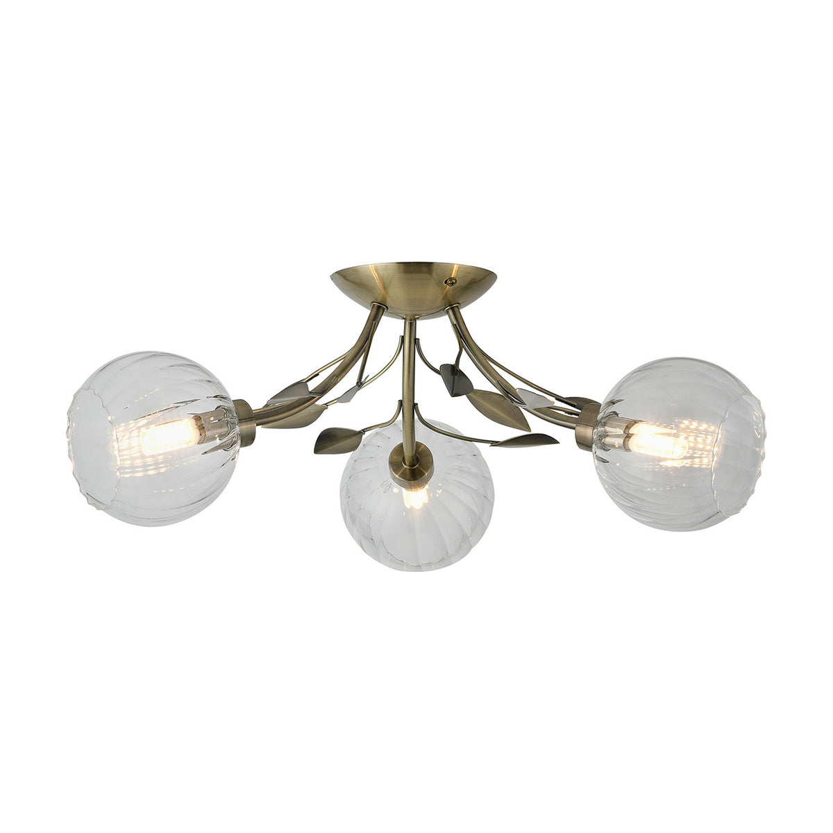 Elm 3 Light G9 Ceiling Light 52.5cm - Antique Brass