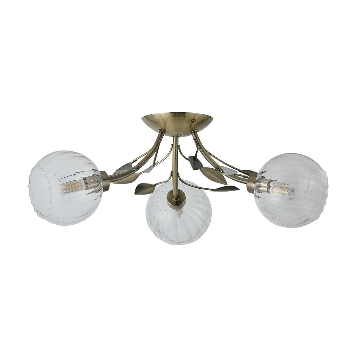 Elm 3 Light G9 Ceiling Light 52.5cm - Antique Brass