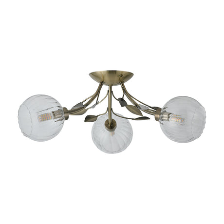 Elm 3 Light G9 Ceiling Light 52.5cm - Antique Brass