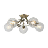 Elm 5 Light G9 Ceiling Light 52.5cm - Antique Brass