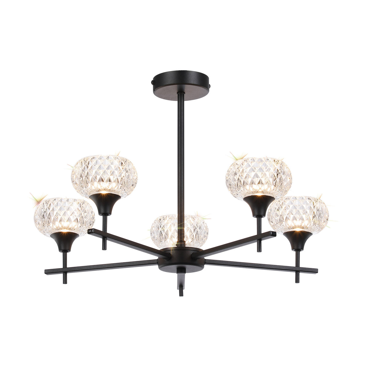Aria 5 Light G9 Pendant Light 54cm - Satin Black