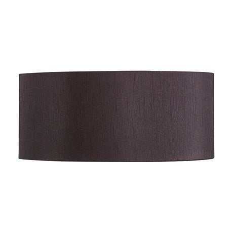 Serena Lamp Shade 35cm in black faux silk, a broad shallow drum shape with subtle sheen, shown on a plain white background.