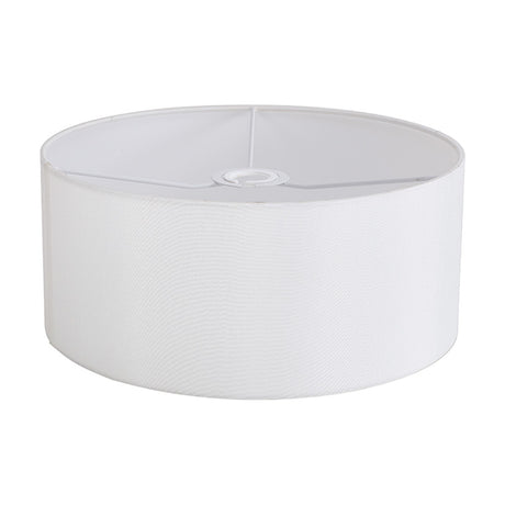 Serena Lamp Shade 35cm, a wide white drum shade in faux silk with a smooth white lining, shown at an angle on a plain white background.