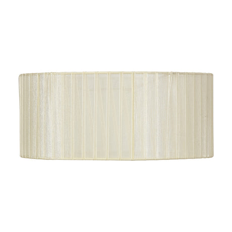 Serena Lamp Shade 35cm in cream organza fabric, a wide, shallow cylinder with sheer pleated weave, shown on a plain white background.